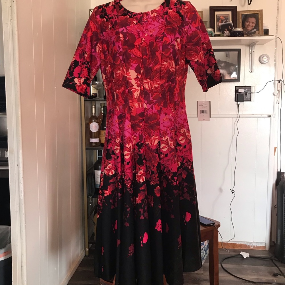 Danny and Nicole Black Wine Floral Dress